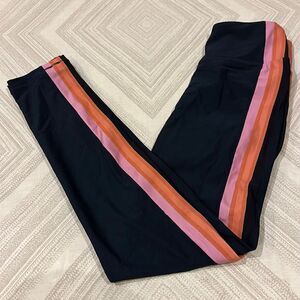 The Upside Women’s Jewel Color Block Midi Indigo with Side Stripes Leggings